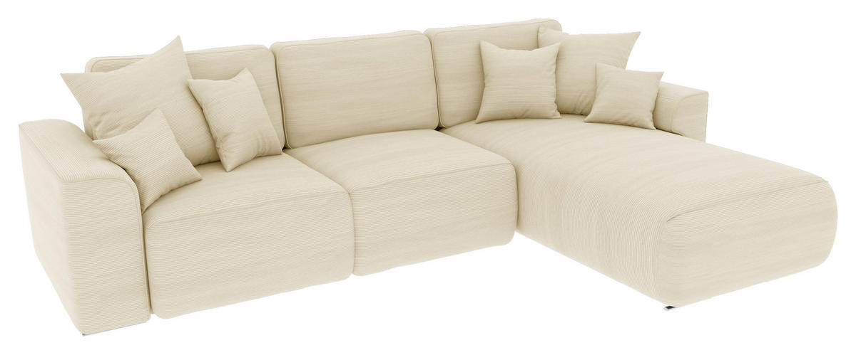 ECKSOFA in Cord Beige  - Chromfarben/Beige, Konventionell, Kunststoff/Textil (293/195cm) - MID.YOU