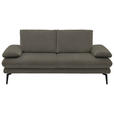 2,5-SITZER in Velours Grau  - Beige/Schwarz, Design, Textil/Metall (196/89/104cm) - Dieter Knoll