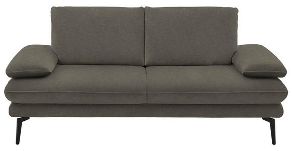 2,5-SITZER in Velours Grau  - Beige/Schwarz, Design, Textil/Metall (196/89/104cm) - Dieter Knoll