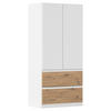 DREHTÜRENSCHRANK 91/197/54 cm 2-türig Eiche Artisan, Weiß  - Weiß/Eiche Artisan, MODERN, Holzwerkstoff (91/197/54cm) - Rauch Möbel