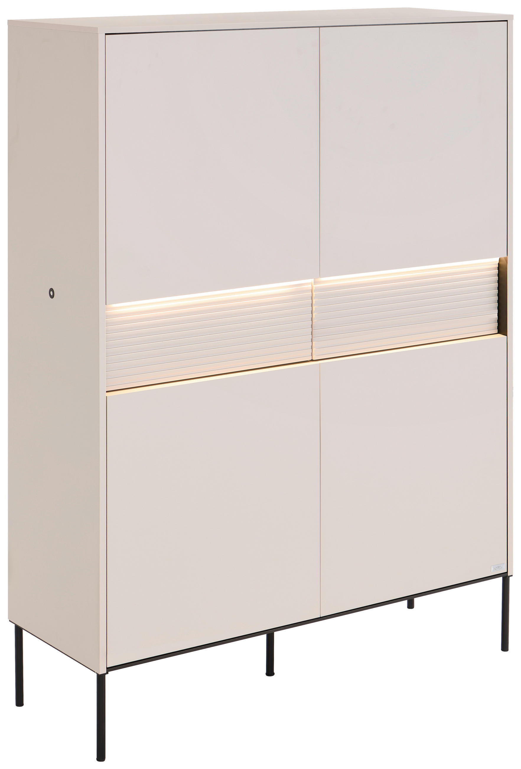 HIGHBOARD  111/150/40 cm 2 Schublade(n)  - Beige/Schwarz, Design, Holzwerkstoff/Metall (111/150/40cm) - Voleo