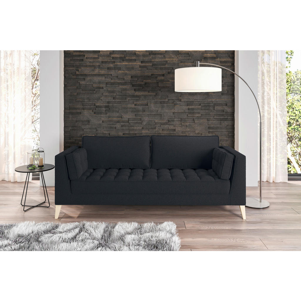 Thumbnail - Mid.you 3-Sitzer-Sofa, Schwarz, Textil, Füllung: Polyester, Silikon, 170x95x85 cm, Made in EU, Wohnzimmer, Sofas & Couch...