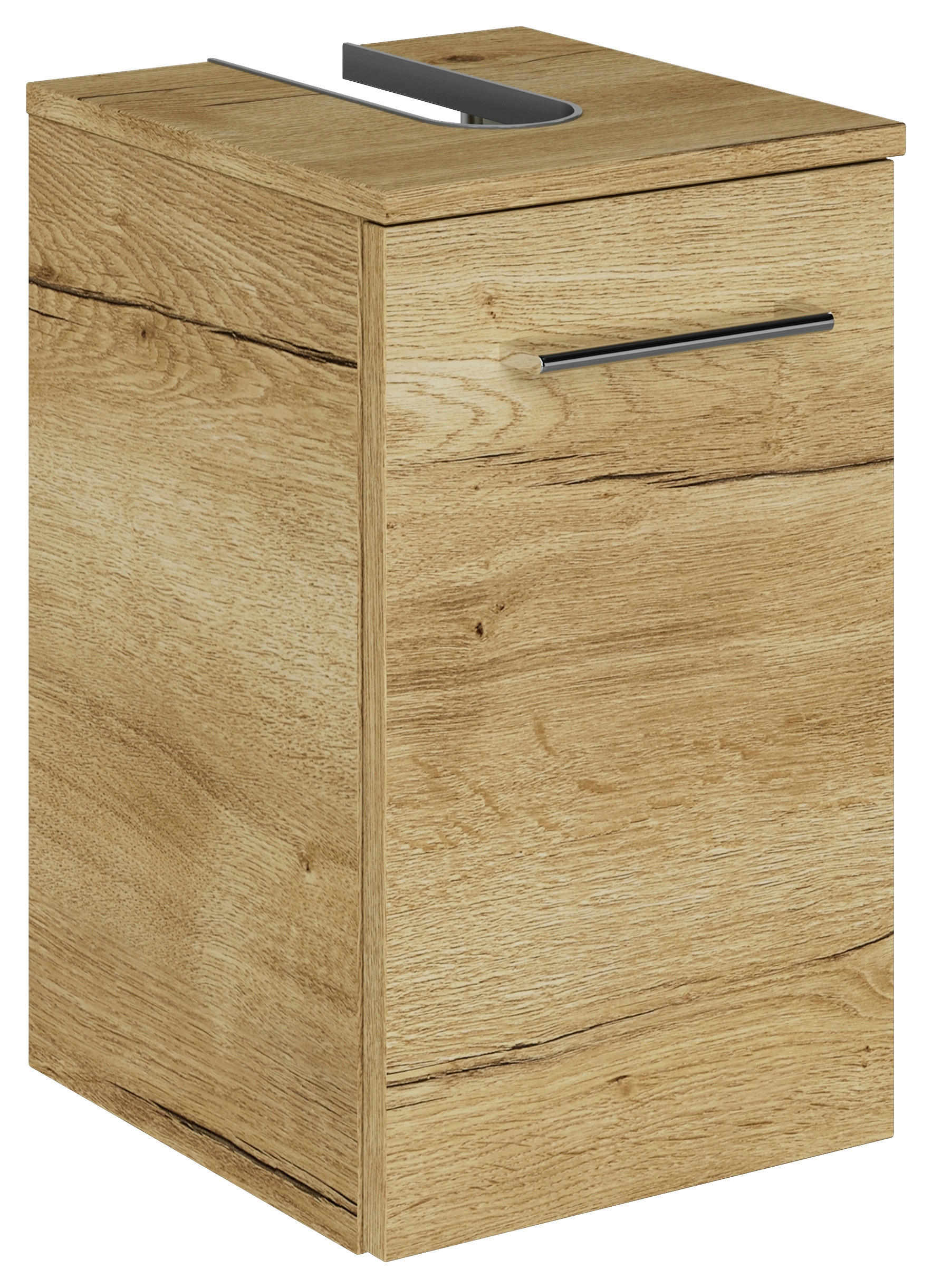 WASCHBECKENUNTERSCHRANK 30/49,8/33,3 cm  - Chromfarben/Wildeiche, KONVENTIONELL, Holzwerkstoff/Metall (30/49,8/33,3cm) - Sadena