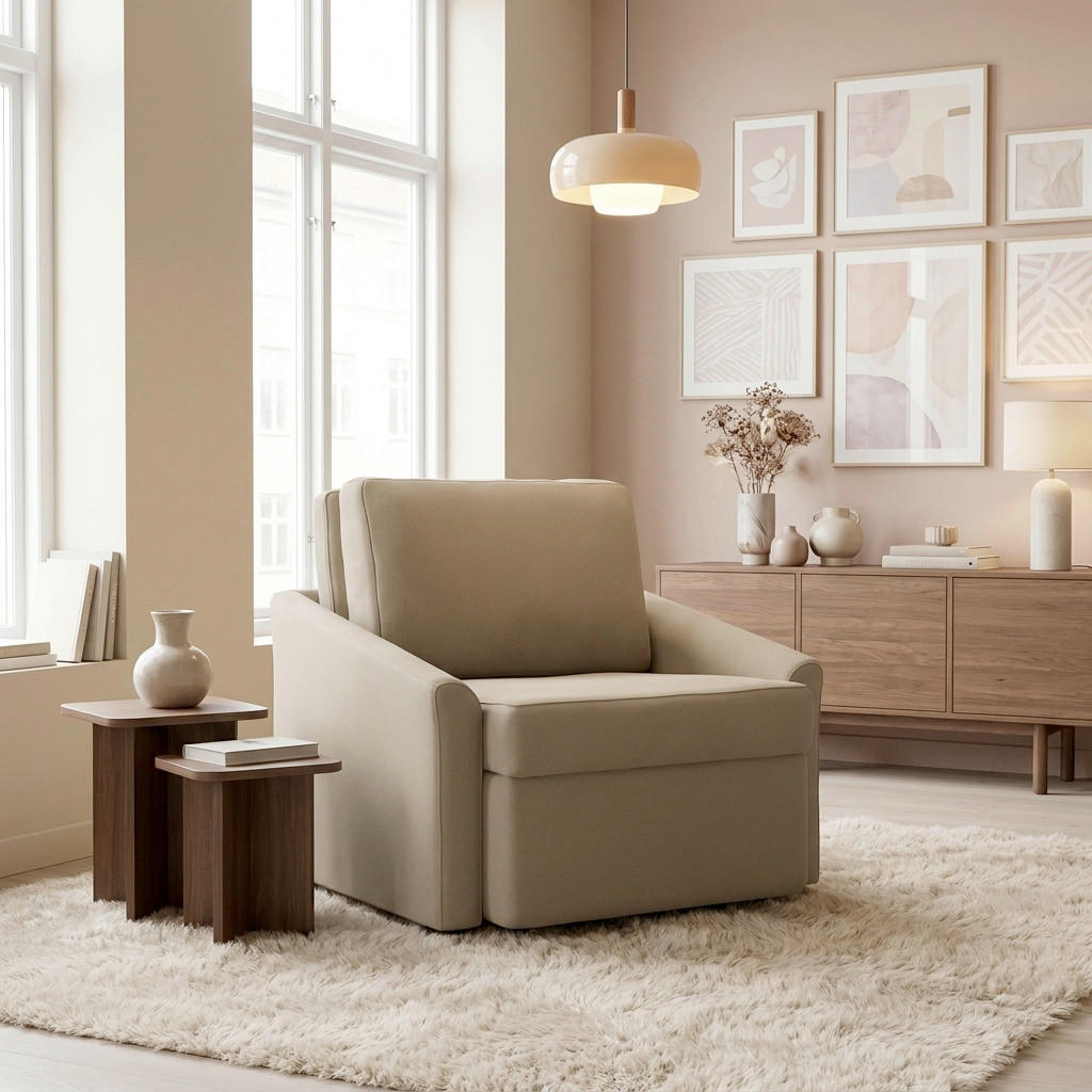 SCHLAFSESSEL RELAX BOX Mikrofaser Beige Liegefunktion Rücken echt  - Beige/Schwarz, Basics, Kunststoff/Textil (108/86/96cm) - MID.YOU