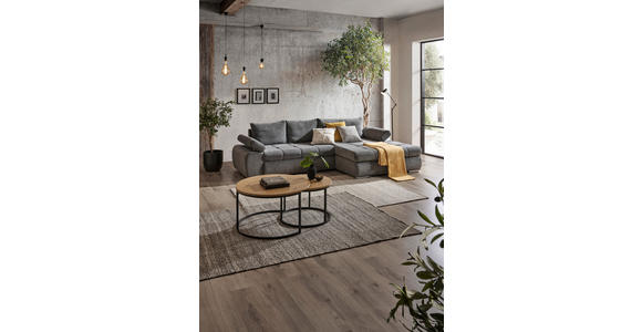 ECKSOFA in Flachgewebe Grau  294/173 cm  - Chromfarben/Weiß, Design, Kunststoff/Textil (294/173cm) - Carryhome