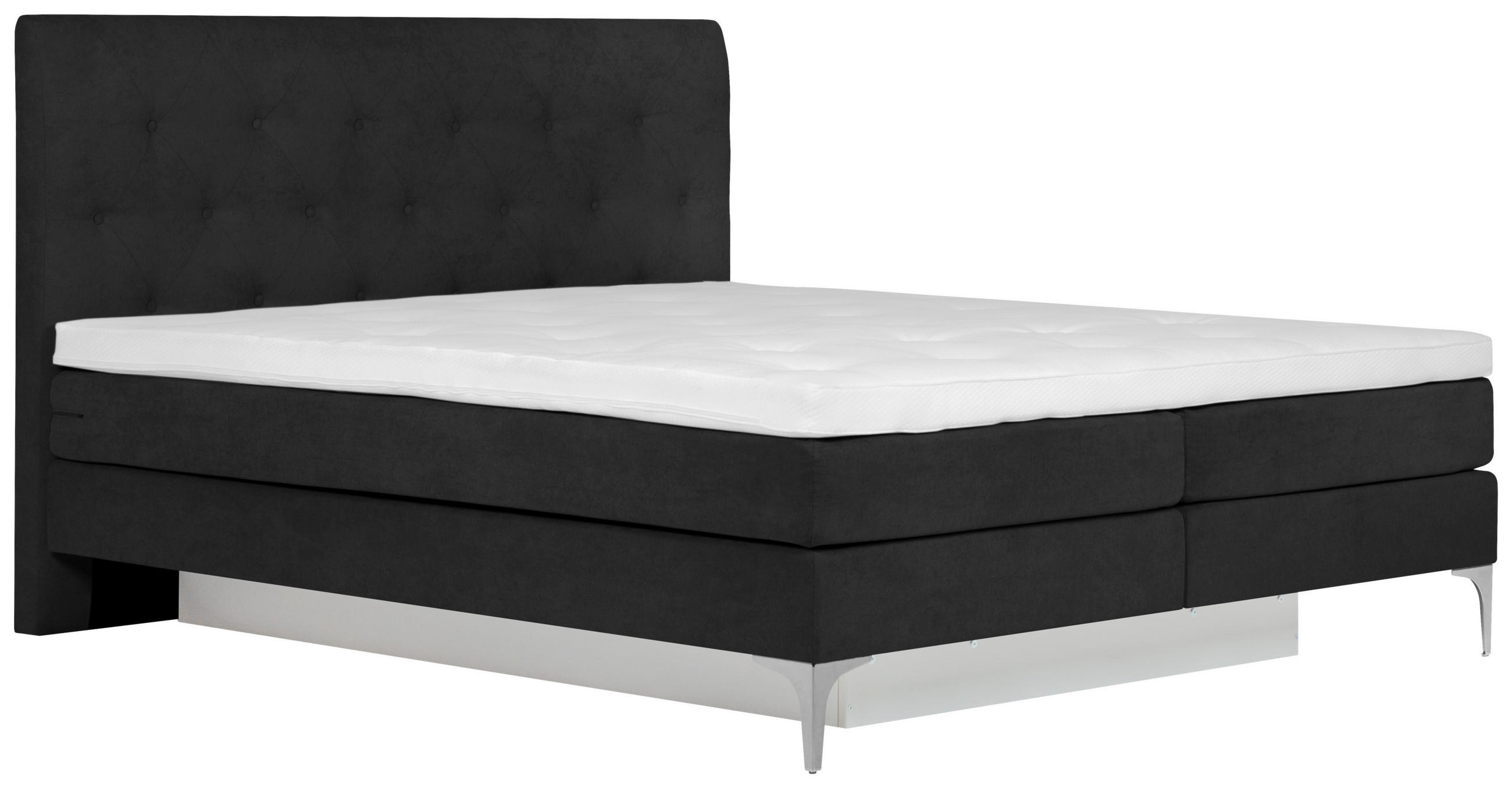 BOXSPRINGBETT 180/200 cm  in Anthrazit  - Chromfarben/Anthrazit, Design, Textil/Metall (180/200cm) - Welnova
