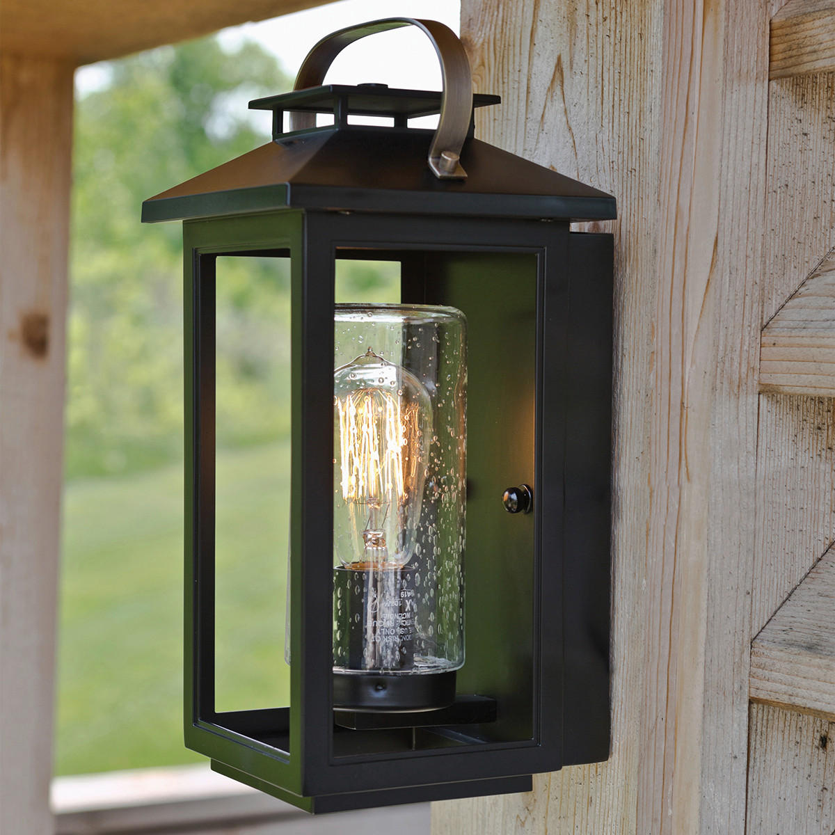 AUSSENWANDLEUCHTE - Schwarz, Konventionell, Glas/Kunststoff (16,5/17,6/35,5cm) - Elstead Lighting