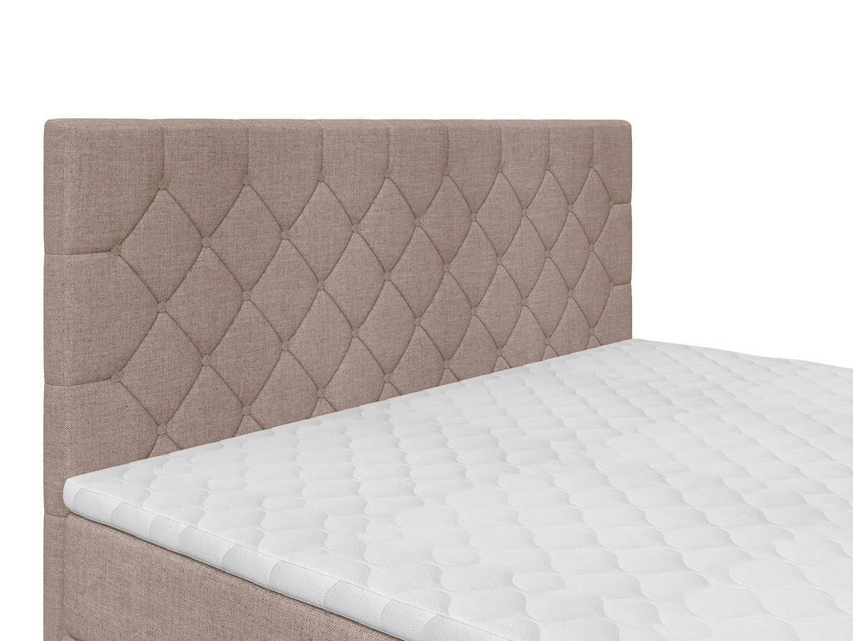 BOXSPRINGBETT 180/200 cm,  in Hellbraun, Matratze, Topper, H2 + H2 = mittel  - Hellbraun/Schwarz, KONVENTIONELL, Textil/Metall (180/200cm) - Chameo