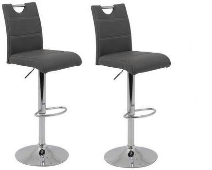 BARHOCKER-SET Lederlook Grau Stahl Sitzfläche 360° drehbar, mit Griff  - Chromfarben/Weiß, MODERN, Textil/Metall (38/97-119/50cm) - MID.YOU