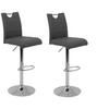 BARHOCKER-SET Lederlook Grau Stahl Sitzfläche 360° drehbar, mit Griff  - Chromfarben/Weiß, MODERN, Textil/Metall (38/97-119/50cm) - MID.YOU