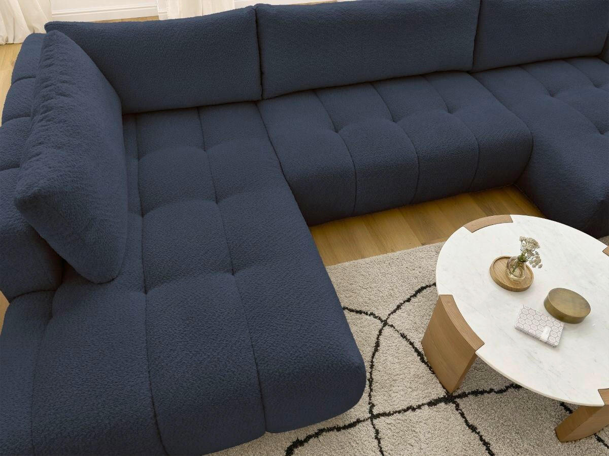 WOHNLANDSCHAFT  FUJI  Dunkelblau Bouclé  - Schwarz/Dunkelblau, MODERN, Kunststoff/Textil (204/377/160cm)