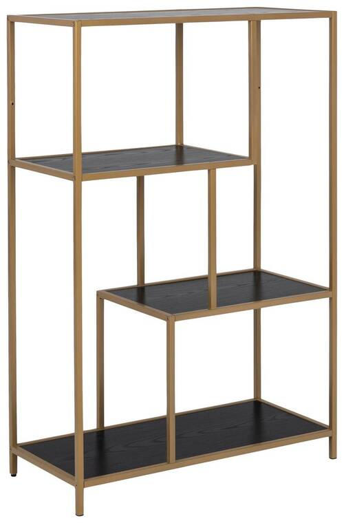 REGAL 77/114/35 cm Schwarz, Goldfarben - Goldfarben/Schwarz, Modern, Holzwerkstoff/Metall (77/114/35cm) - Xora