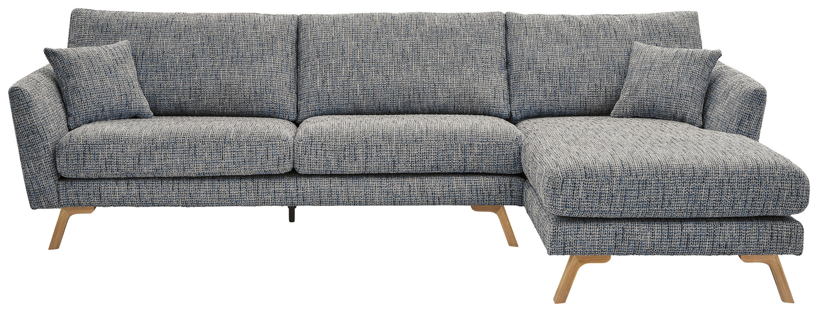 ECKSOFA Blaugrau Webstoff  - Eichefarben/Blaugrau, KONVENTIONELL, Holz/Textil (293/160cm) - SetOne by Musterring
