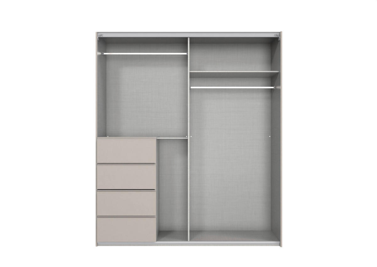 SCHWEBETÜRENSCHRANK 180/208/64 cm 2-türig Grau, Sahara  - Grau/Sahara, KONVENTIONELL, Glas/Holzwerkstoff (180/208/64cm) - Boxxx
