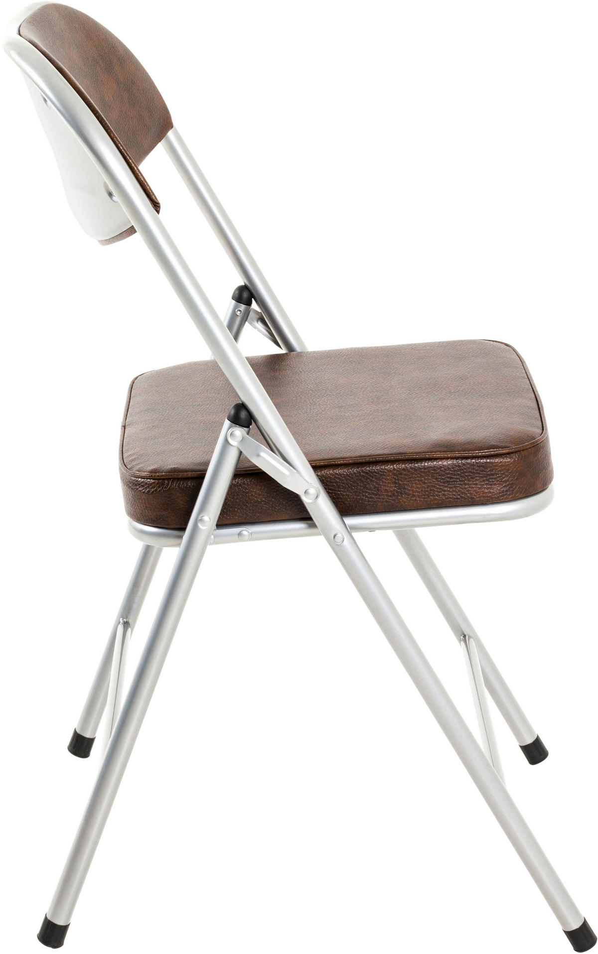 Scaun pliant in metal maro, culoare aluminiu  - maro/culoare aluminiu, Modern, metal (47/79/53cm) - Boxxx