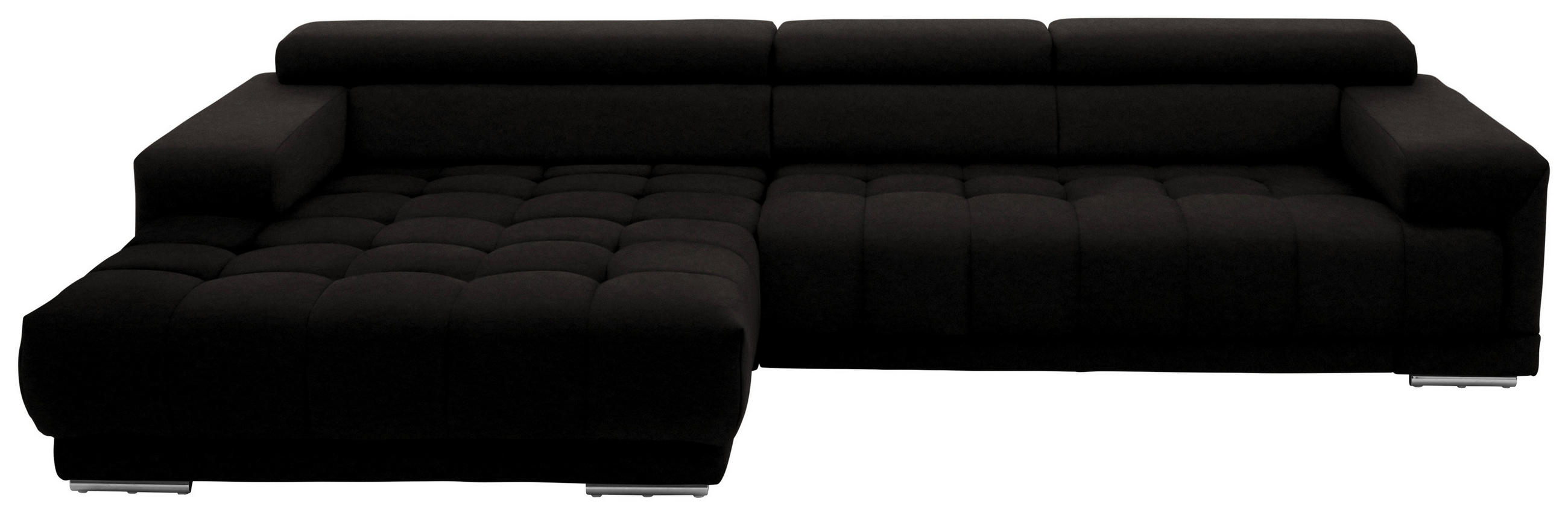 ECKSOFA Mikrofaser Dunkelbraun  - Dunkelbraun/Silberfarben, Design, Textil/Metall (190/335cm) - Beldomo Speed