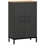 HIGHBOARD melaminharzbeschichtet Graphitfarben, Eichefarben  - Eichefarben/Graphitfarben, MODERN, Holzwerkstoff/Metall (60/97/34cm) - Xora
