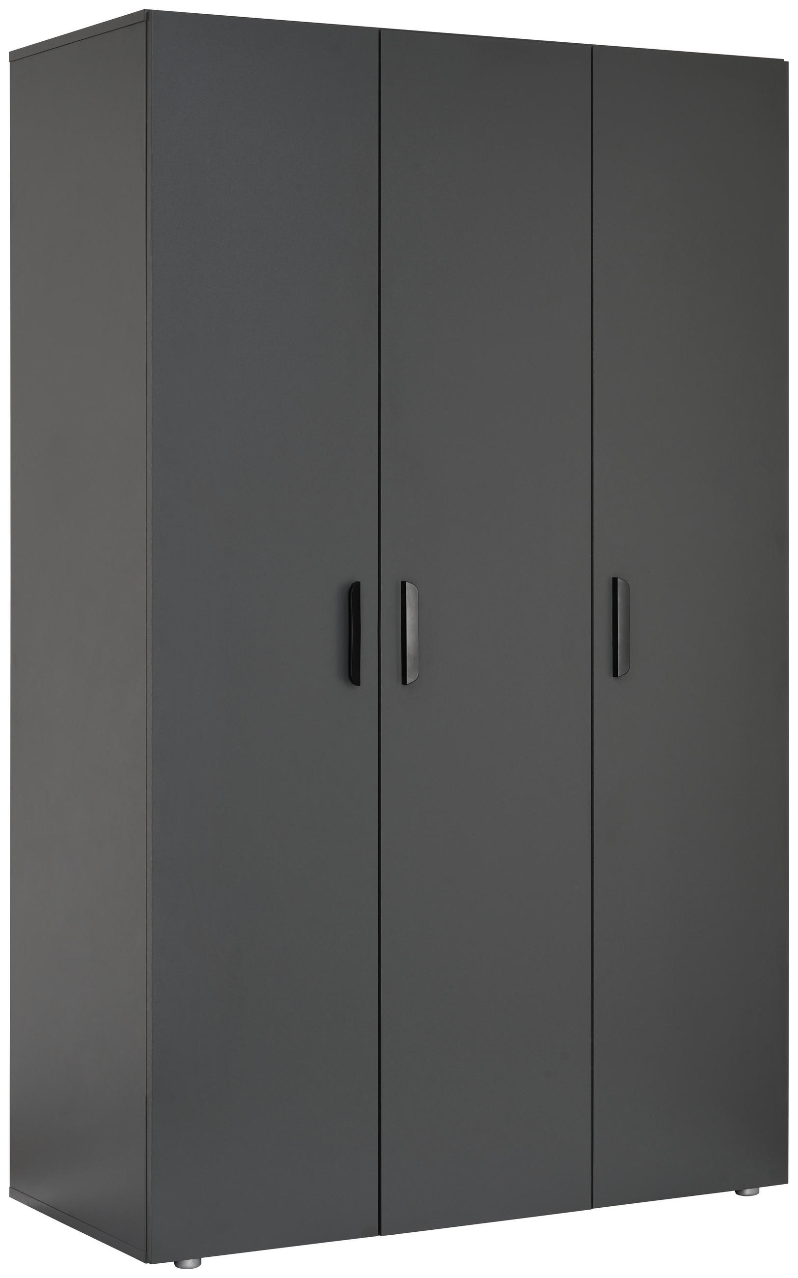 GARDEROB MED GÅNGJÄRNSDÖRRAR 111/179/52 cm 3-dörrar - svart/antracit, Klassisk, trämaterial/plast (111/179/52cm) - Best Price