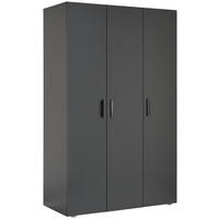 GARDEROB MED GÅNGJÄRNSDÖRRAR 111/179/52 cm 3-dörrar - svart/antracit, Klassisk, trämaterial/plast (111/179/52cm) - Best Price