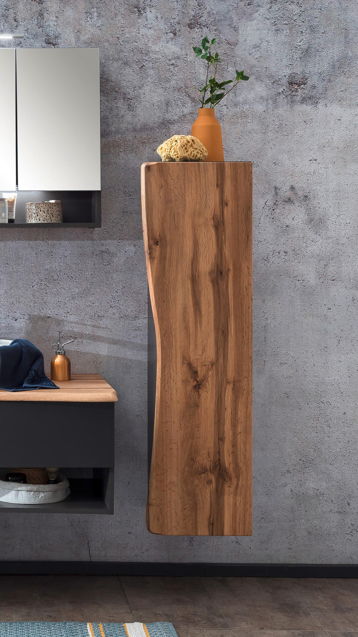 MIDISCHRANK 30/130/35 cm  - Eiche Wotan/Silberfarben, Natur, Holzwerkstoff/Kunststoff (30/130/35cm) - Xora