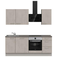 KÜCHENBLOCK 210 cm   in Grau, Schieferfarben  - Schieferfarben/Edelstahlfarben, MODERN, Holzwerkstoff/Metall (210cm) - Nobilia