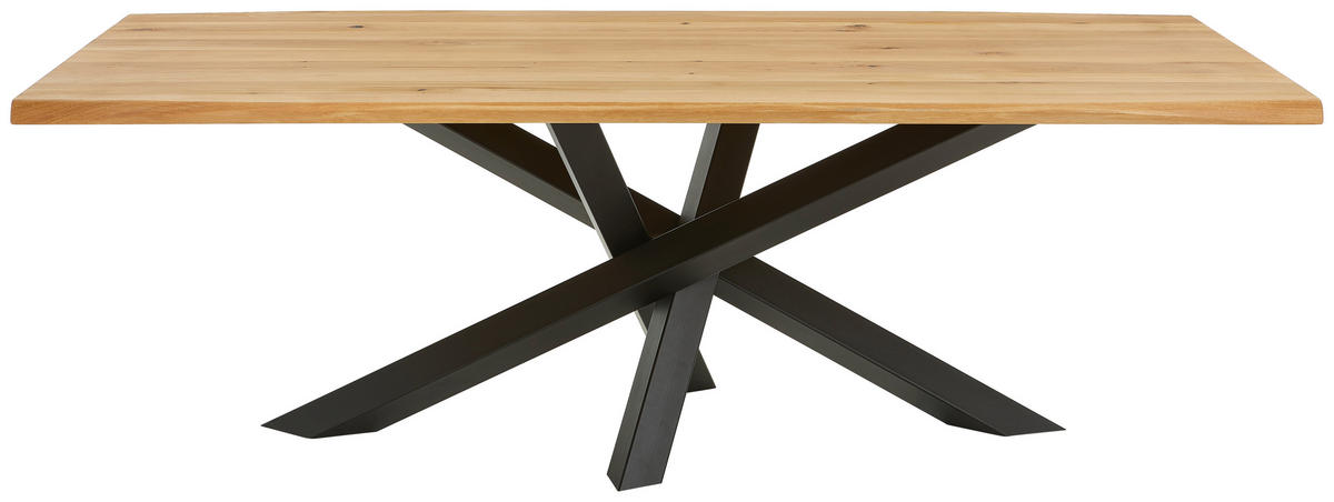 ESSTISCH Wildeiche massiv rechteckig Schwarz, Eichefarben  - Eichefarben/Schwarz, LIFESTYLE, Holz/Metall (220/100/75cm) - Linea Natura