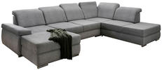 WOHNLANDSCHAFT Silberfarben Velours  - Chromfarben/Silberfarben, MODERN, Holz/Textil (186/375/250cm) - Livetastic