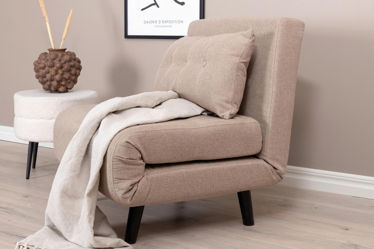 BÄDDFÅTÖLJ i textilväv svart, beige  - beige/svart, Design, metall/textil (70/88/80cm) - Livetastic