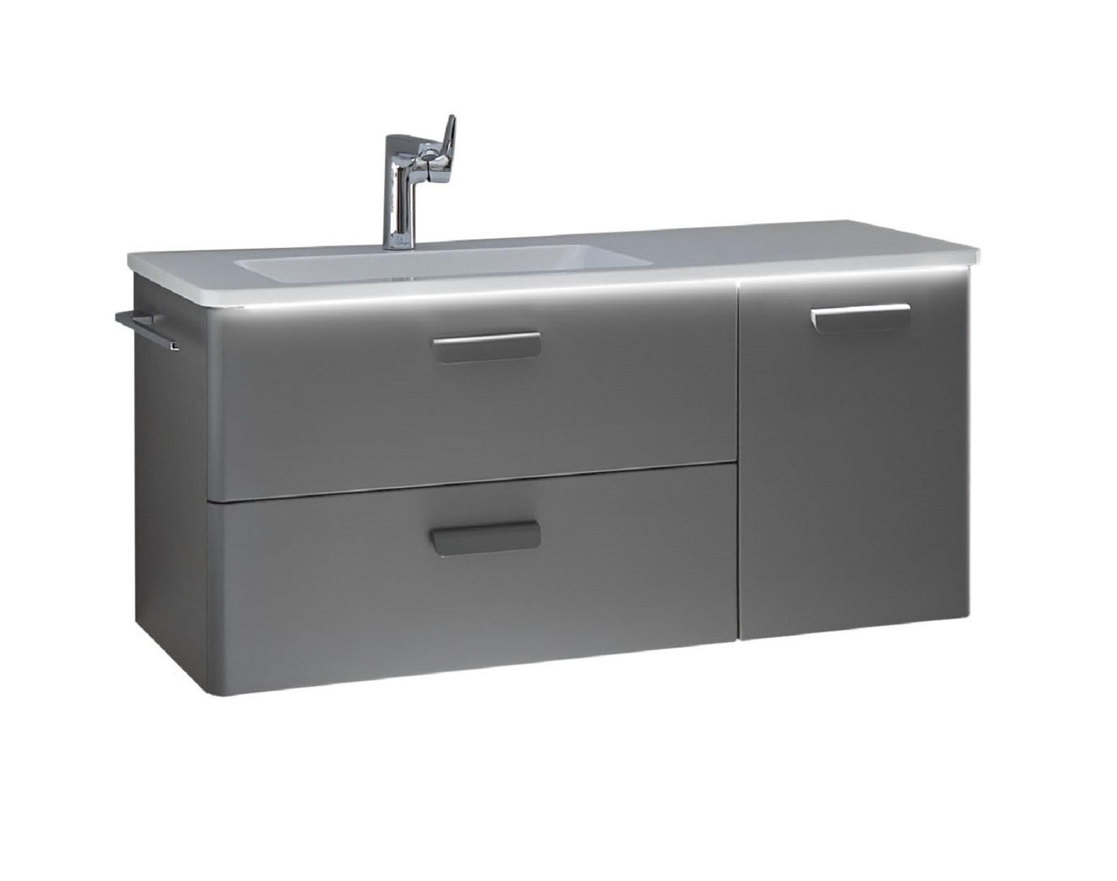 WASCHTISCHKOMBI 107 cm  - Weiß/Grau, MODERN, Naturmaterialien/Holzwerkstoff (107cm) - Sadena