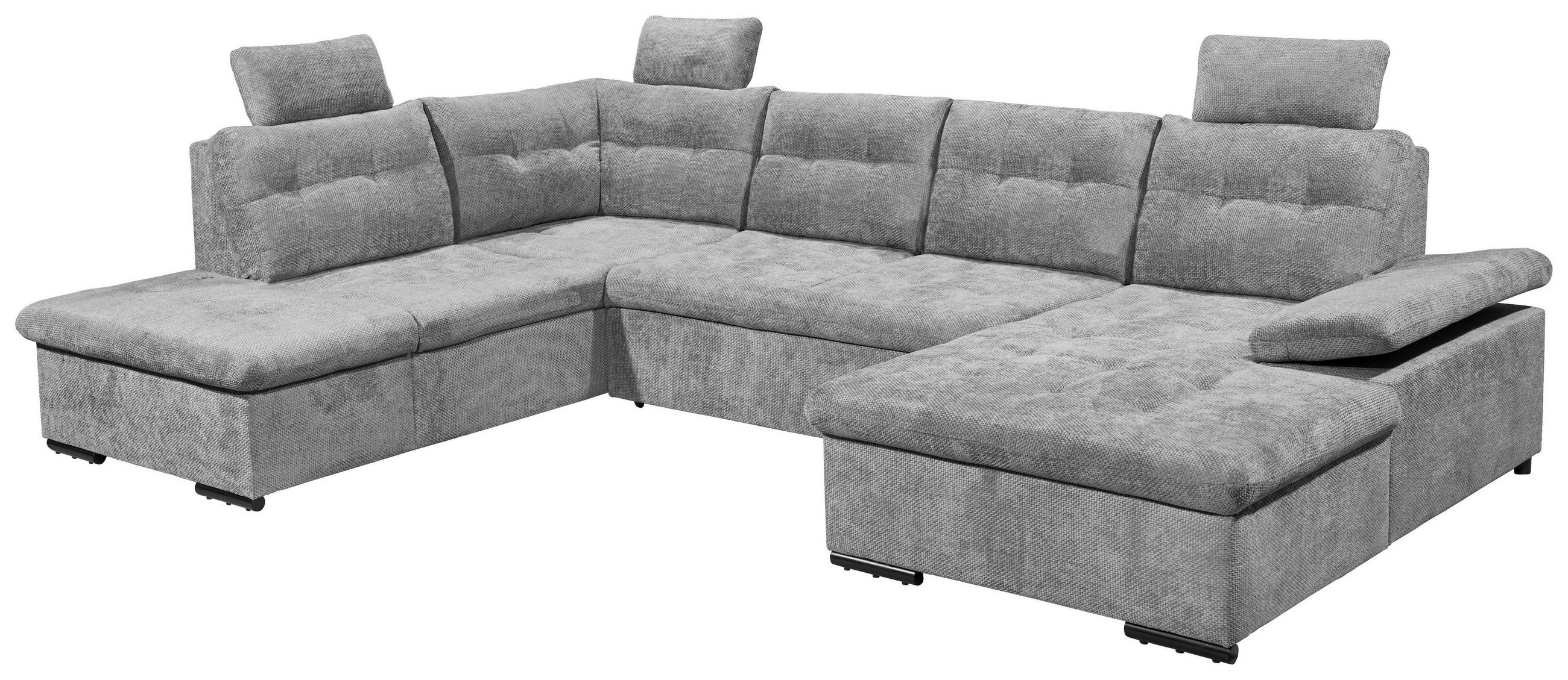 WOHNLANDSCHAFT RONDA Grau Webstoff  - Schwarz/Grau, Basics, Kunststoff/Textil (218/324/170cm) - Livetastic