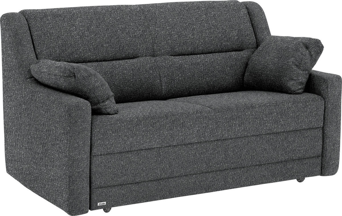 SCHLAFSOFA  in Mikrovelours Anthrazit  - Anthrazit/Schwarz, KONVENTIONELL, Kunststoff/Textil (152/88/91cm) - Sedda