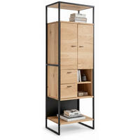 HIGHBOARD  64/173/39 cm 2 Schublade(n)  - Eichefarben/Schwarz, Design, Holz/Metall (64/173/39cm) - Linea Natura