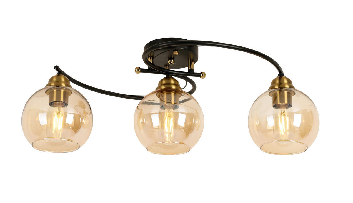 SVJETILJKA STROPNA Barbara  - boje mjeda/crna, Design, staklo/metal (64/32/21cm) - Novel