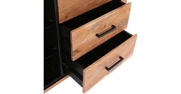 SIDEBOARD in 210/80/44 cm - Schwarz/Akaziefarben, LIFESTYLE, Glas/Holz (210/80/44cm) - Landscape