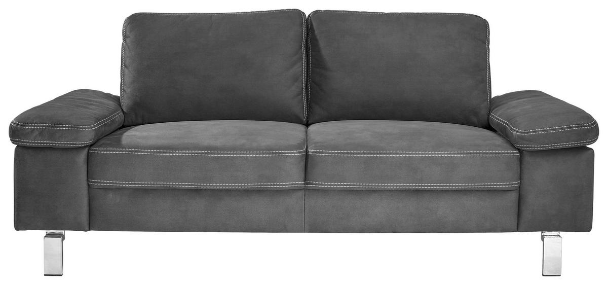 2-SITZER-SOFA in Mikrofaser Anthrazit  - Chromfarben/Anthrazit, Design, Textil/Metall (194/86/97cm) - Hom`in