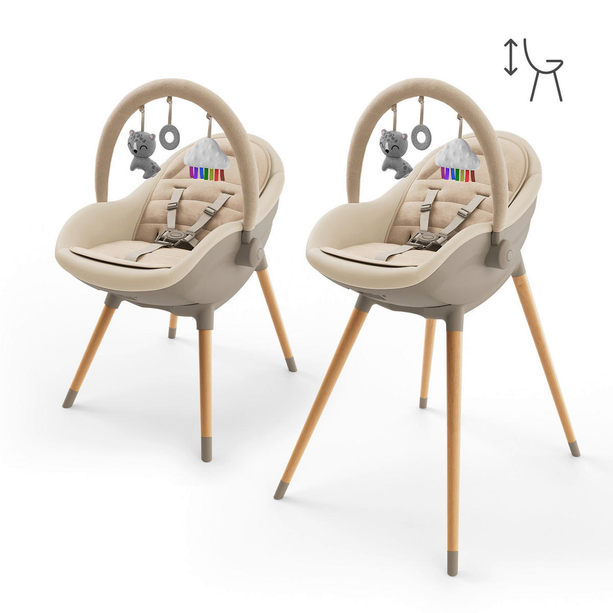 HOCHSTUHL Fini Up  - Beige, Basics, Textil (52-66/58/82-107cm) - Kinderkraft