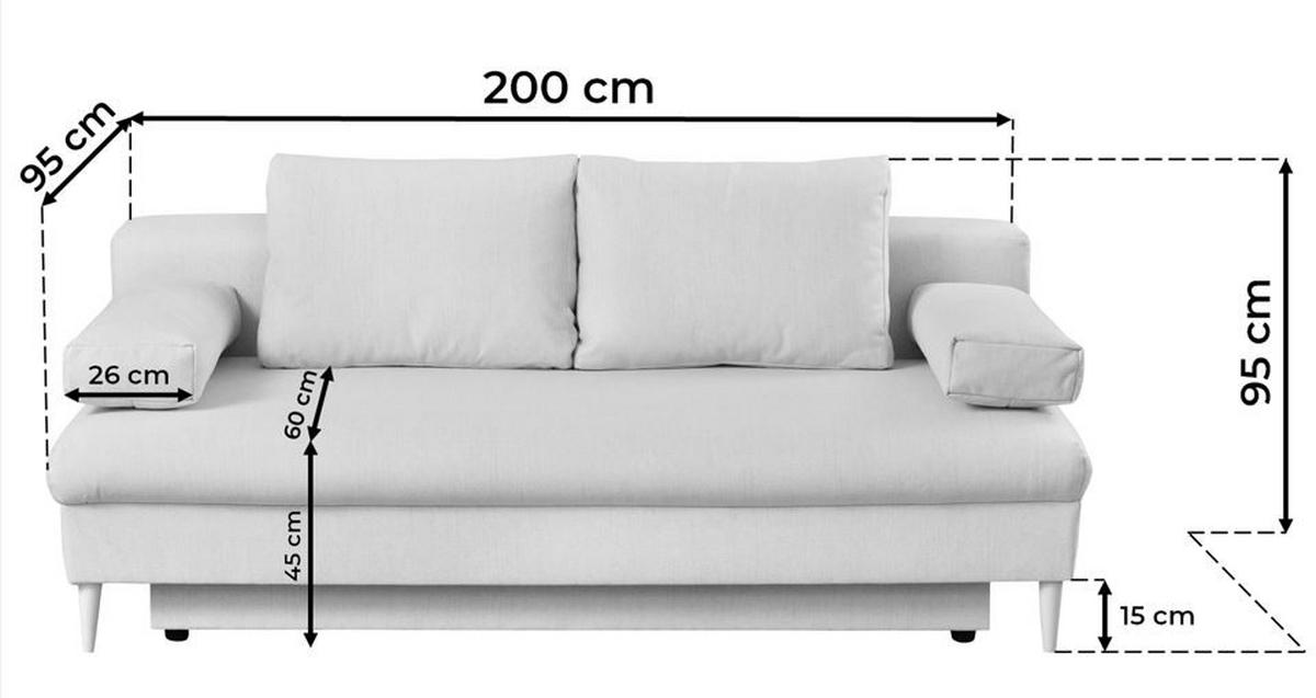 CANAPEA gri  - gri, Design (200/95/95cm) - Carryhome