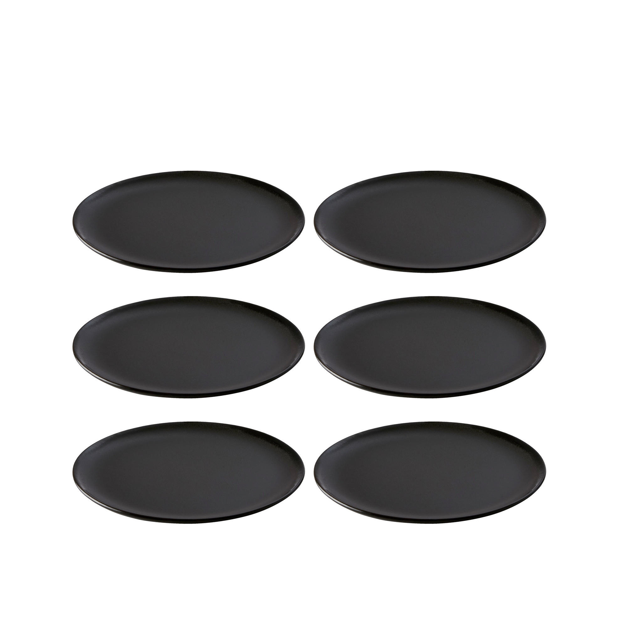 TELLERSET RAW 6-teilig  - Schwarz Hochglanz, Basics, Keramik (23cm) - Aida