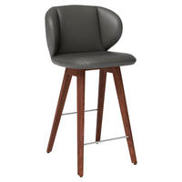 BARHOCKER in Holz, Leder Schlammfarben, Dunkelbraun  - Schlammfarben/Eichefarben, Design, Leder/Holz (46/93/48cm) - Joop!