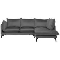 ECKSOFA in Samt Dunkelgrau  241/200 cm  - Dunkelgrau/Schwarz, Design, Textil/Metall (241/200cm) - Carryhome