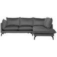 ECKSOFA Dunkelgrau Samt Rückenkissen, Rücken echt  - Dunkelgrau/Schwarz, Design, Textil/Metall (241/200cm) - Carryhome