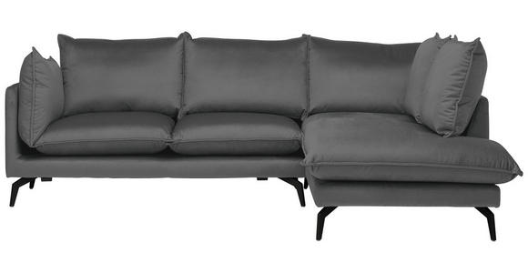 ECKSOFA Dunkelgrau Samt Rückenkissen, Rücken echt  - Dunkelgrau/Schwarz, Design, Textil/Metall (241/200cm) - Carryhome
