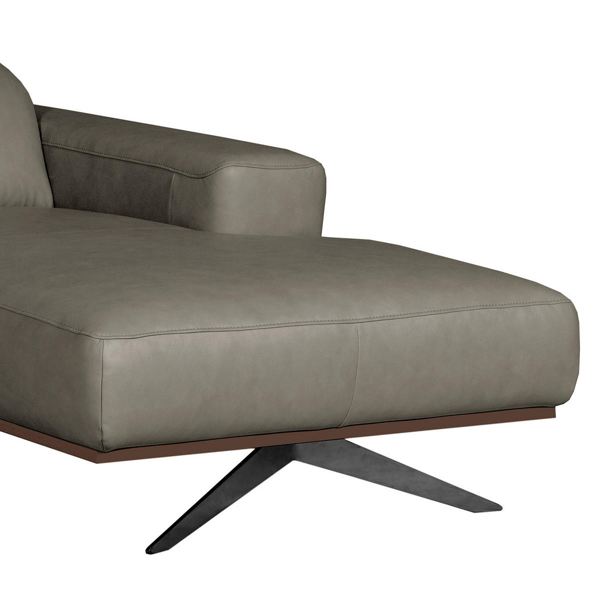 ECKSOFA  in Echtleder Grau Rücken echt, Kopfteilverstellung  295/187 cm  - Schwarz/Grau, Design, Leder/Metall (295/187cm) - Livetastic