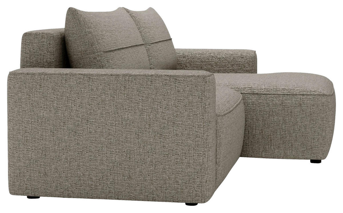 ECKSOFA in Chenille Taupe  - Taupe/Schwarz, Design, Kunststoff/Textil (233/144cm) - Livetastic