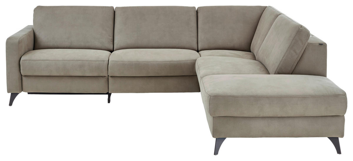 ECKSOFA Dieter Knoll Beigebraun Mikrofaser  - Beigebraun/Schwarz, Design, Textil/Metall (269/238cm) - Dieter Knoll