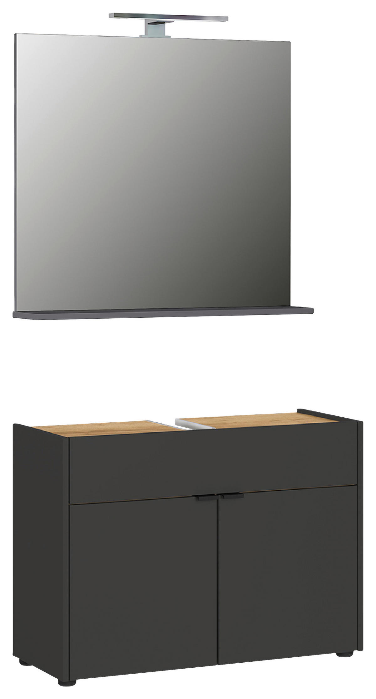 BADEZIMMER 2-teilig  in  - Eichefarben/Schwarz, MODERN, Holzwerkstoff/Kunststoff (80/60/34cm) - Germania