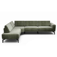 ECKSOFA in Samt Waldgrün  213/296 cm  - Waldgrün/Schwarz, Design, Textil/Metall (213/296cm) - SENSOO