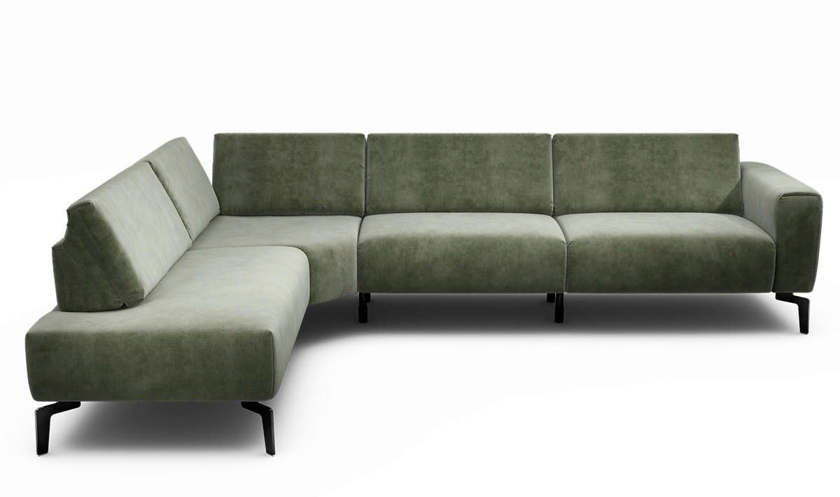 ECKSOFA in Samt Waldgrün  213/296 cm  - Waldgrün/Schwarz, Design, Textil/Metall (213/296cm) - SENSOO