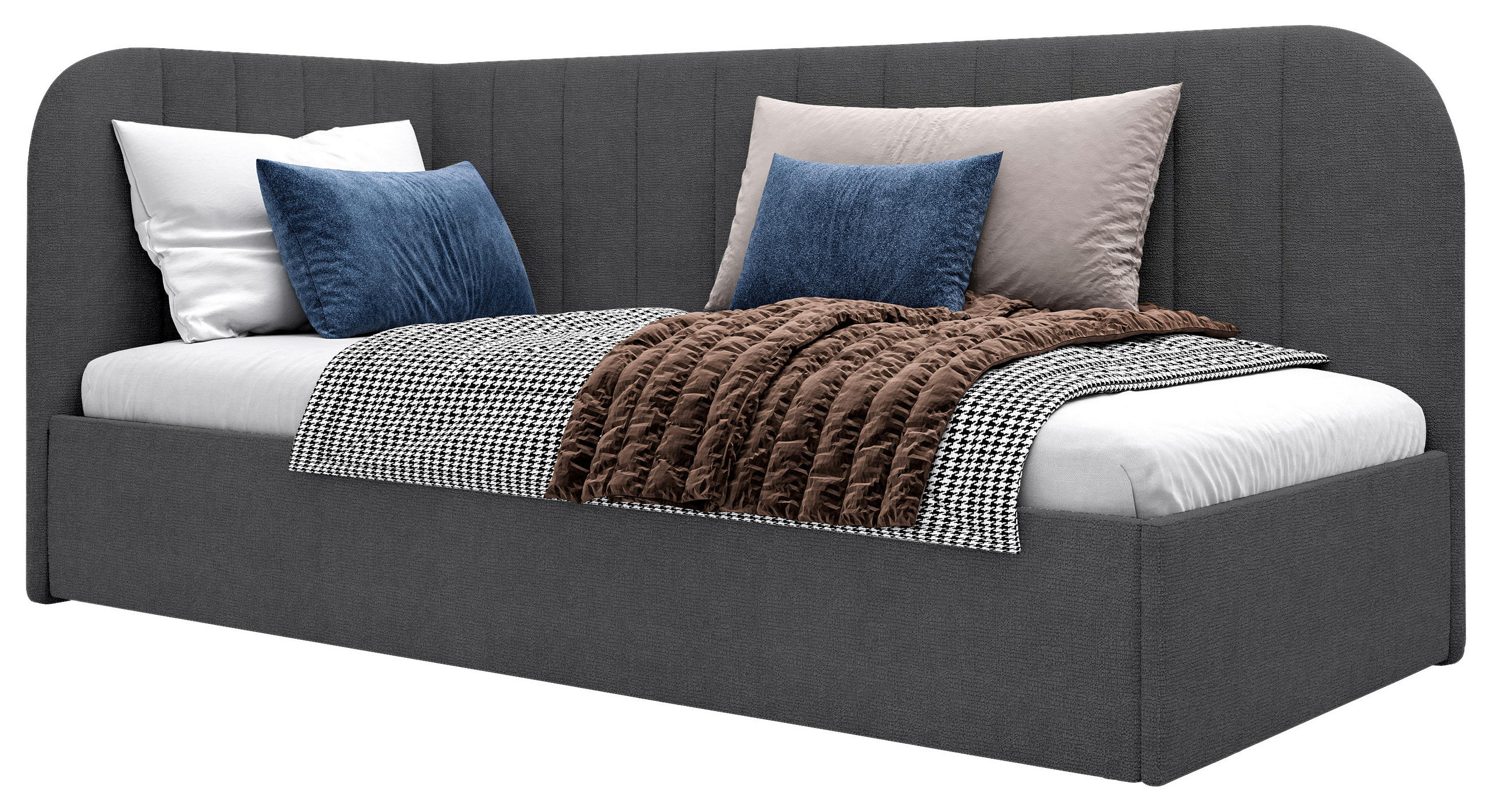 POLSTERBETT 90/200 cm,  in Dunkelgrau, Lattenrost, Bettkasten,  - Dunkelgrau/Schwarz, MODERN, Holz/Holzwerkstoff (90/200cm) - MID.YOU