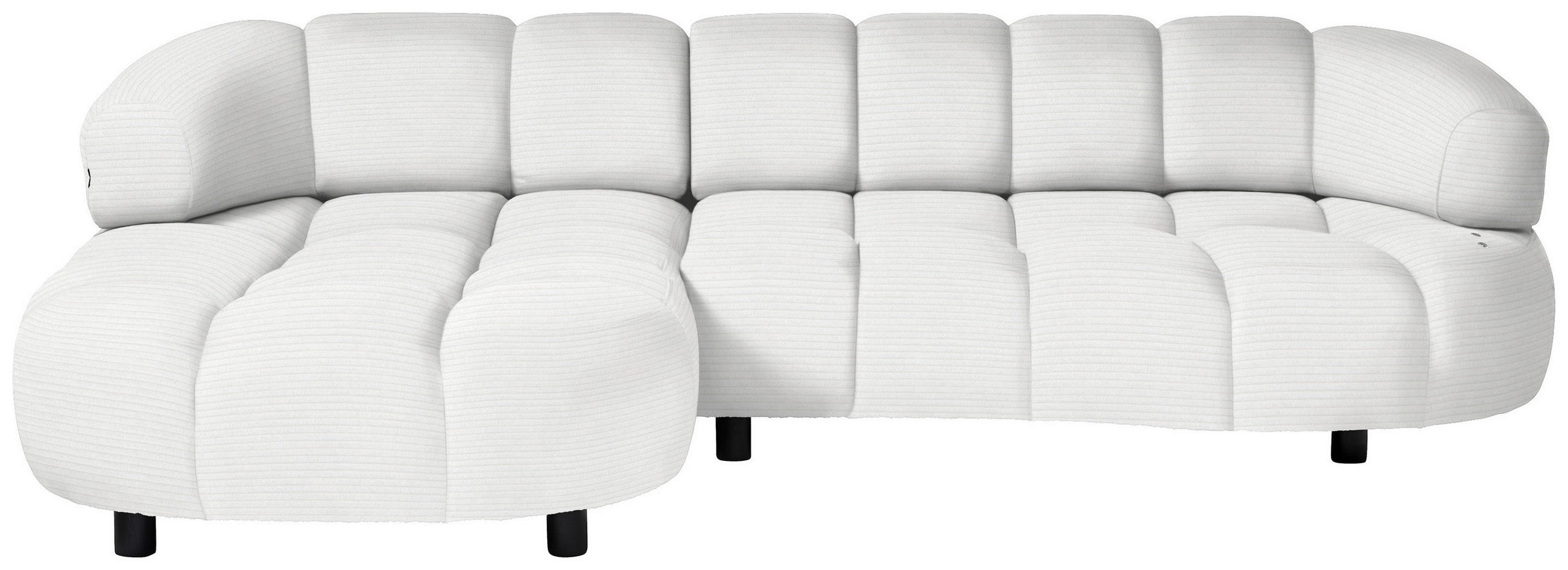 ECKSOFA in Cord, Velours Ecru  183/284 cm  - Ecru/Schwarz, Design, Holz/Textil (183/284cm) - Welnova